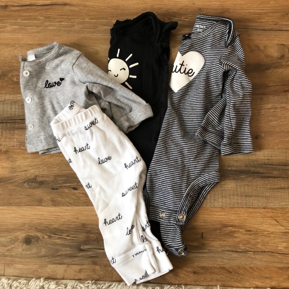 Carters baby girl black and white lot 6 months